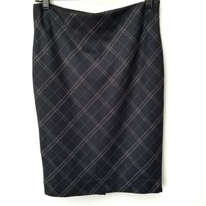 Limited Black Plaid Pencil Skirt Faux Leather Trim